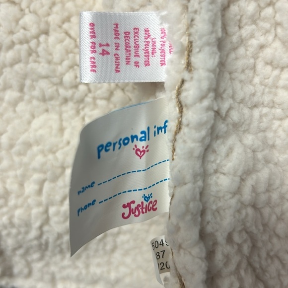 JUSTICE Girls Button-Up/Zip-Up Jacket with Hood & Pockets (Size 14 - Tan) - Picture 7 of 8